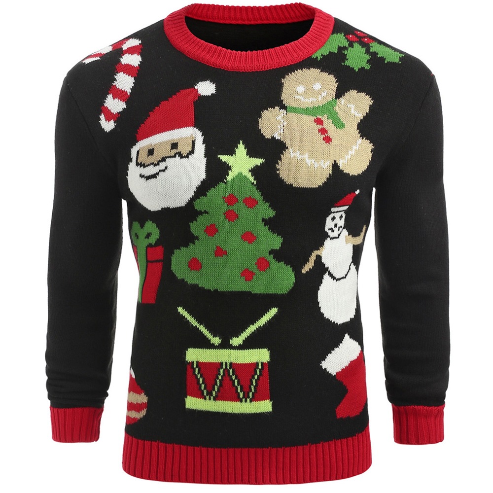 남자 겨울 2021 새로운 스웨터 캐주얼 산타 클로스 휴일 풀오버 크루 넥 스웨터 남자